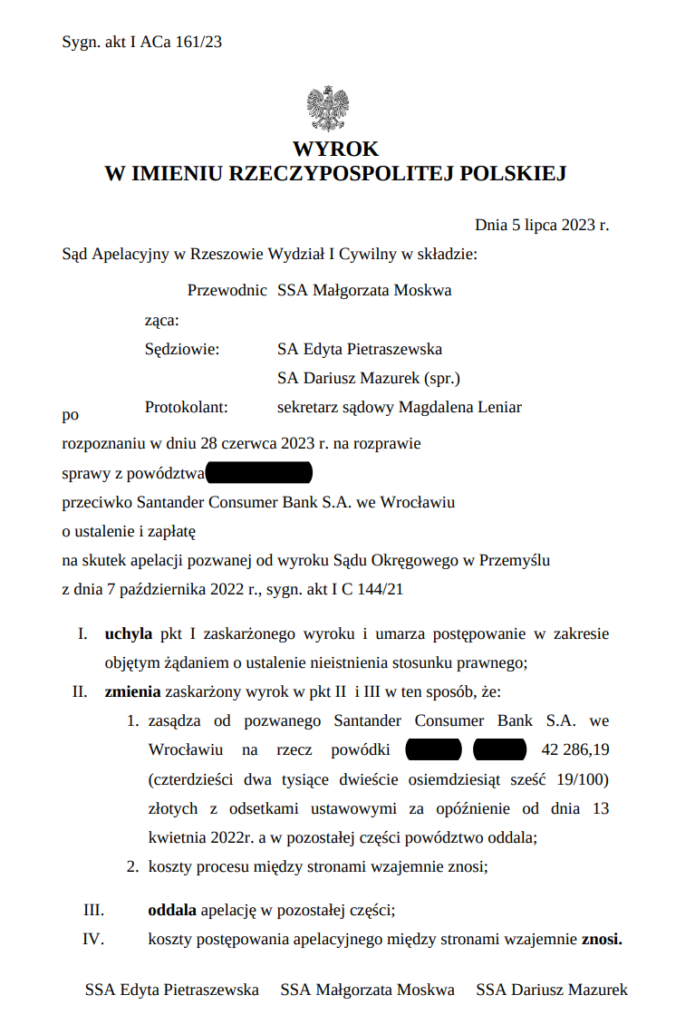 Kolejna Wygrana W Sprawie Frankowej Przeciwko Santander Consumer Bank S