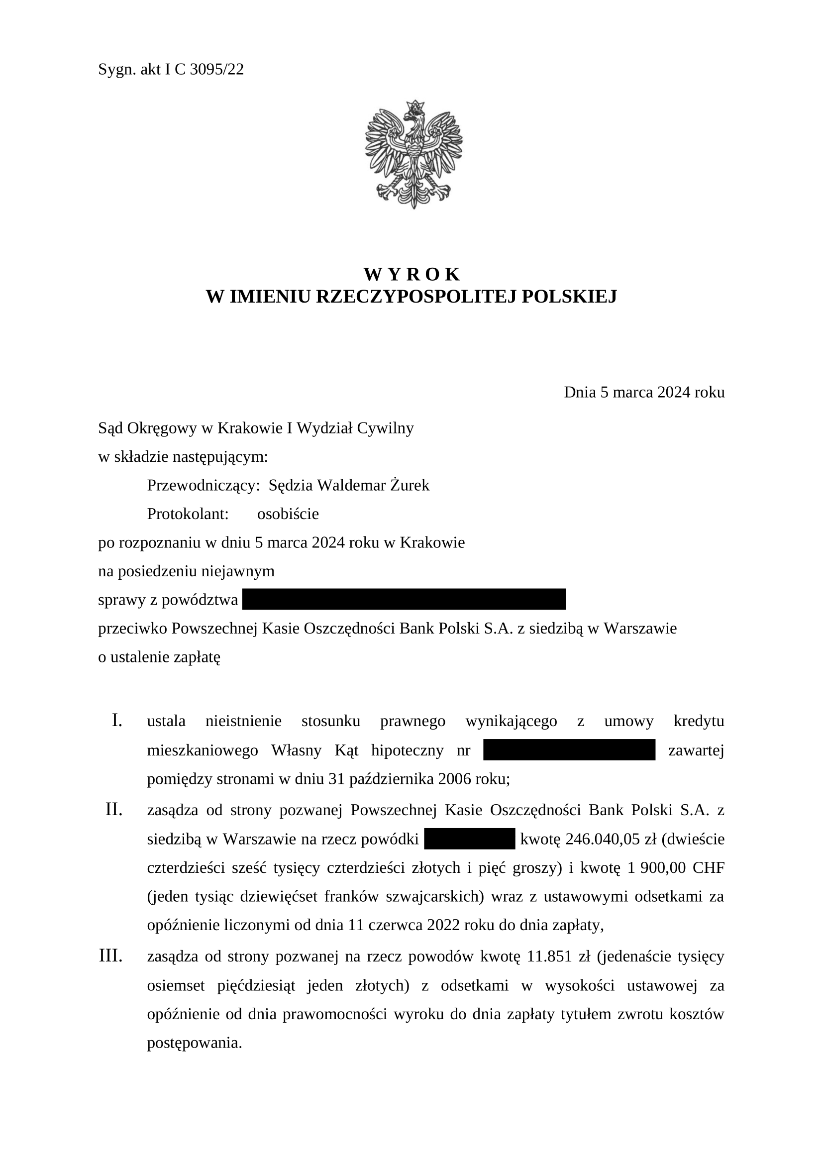 Wygrana z Bankiem PKO BP S.A. w Krakowie!