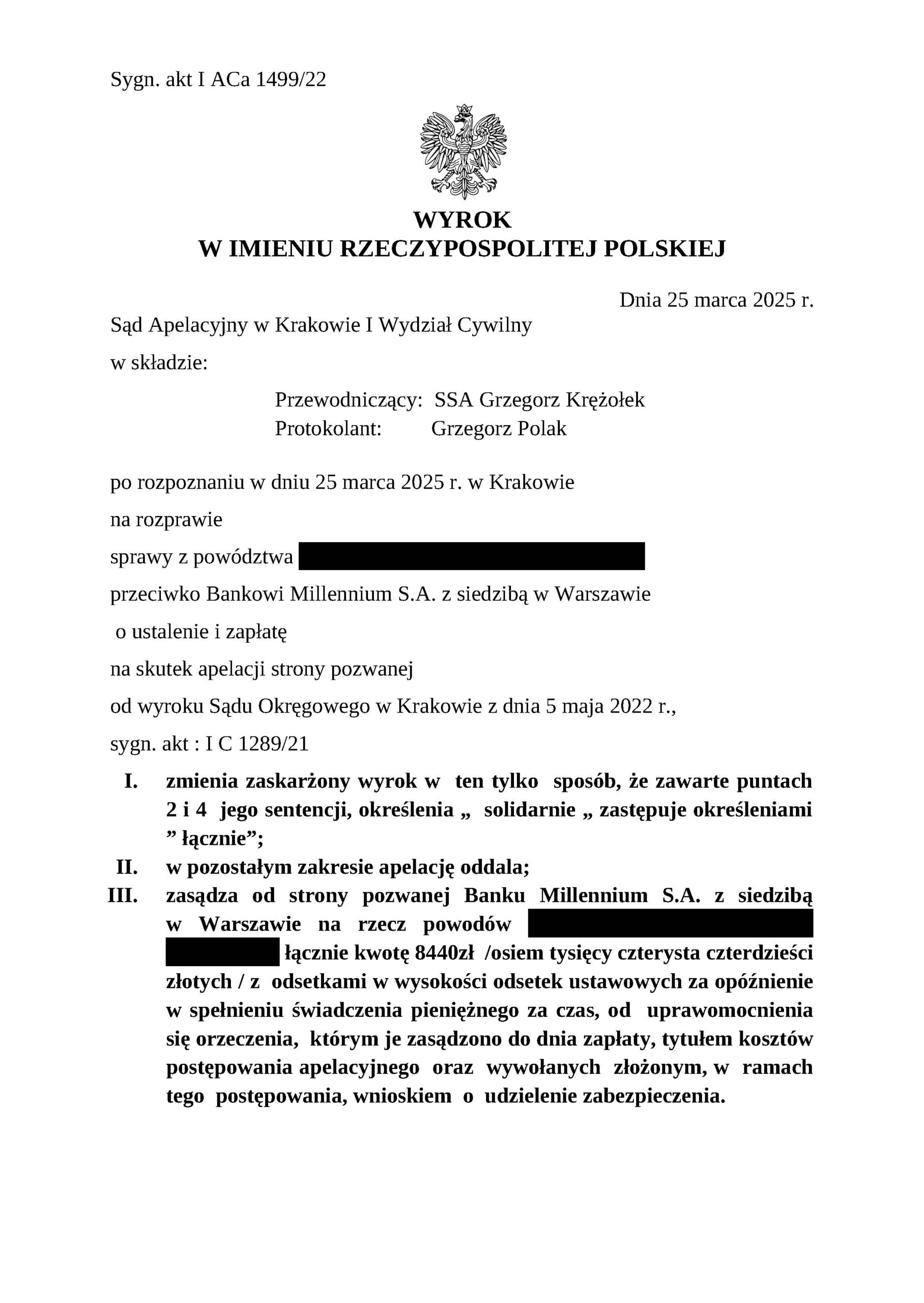 chf wygrana z bankiem millenium 