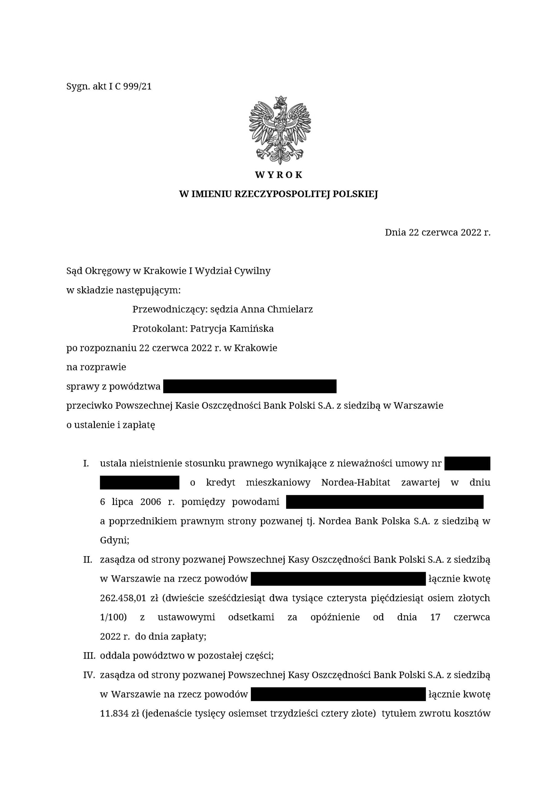 wygrana z pko bp wyrok prawomocny chf