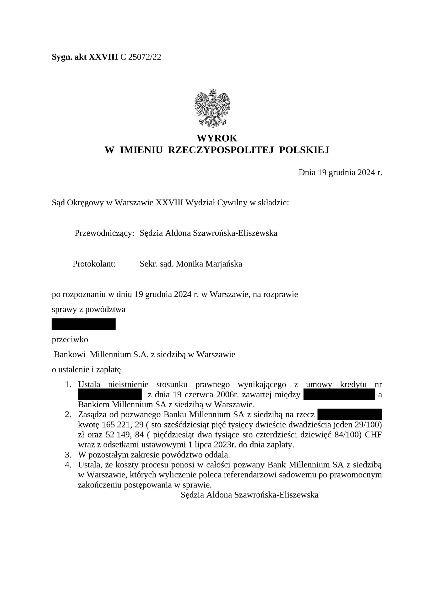 wyrok prawomocny chf